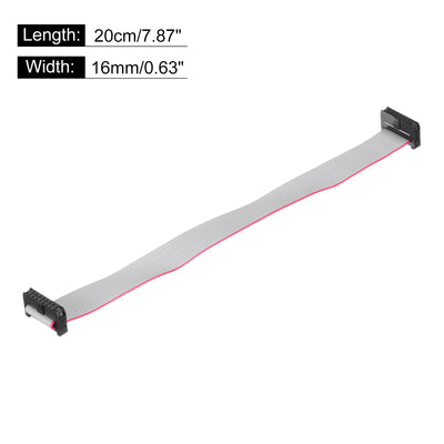 Harfington IDC 16Pin Flat Ribbon Cable, 2.0mm Pitch FC to FC Connector 20cm Length Grey Jumper Wire for Computer LED Display DVD, 5Pcs