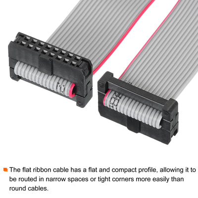 Harfington IDC 16Pin Flat Ribbon Cable, 2.0mm Pitch FC to FC Connector 20cm Length Grey Jumper Wire for Computer LED Display DVD, 5Pcs