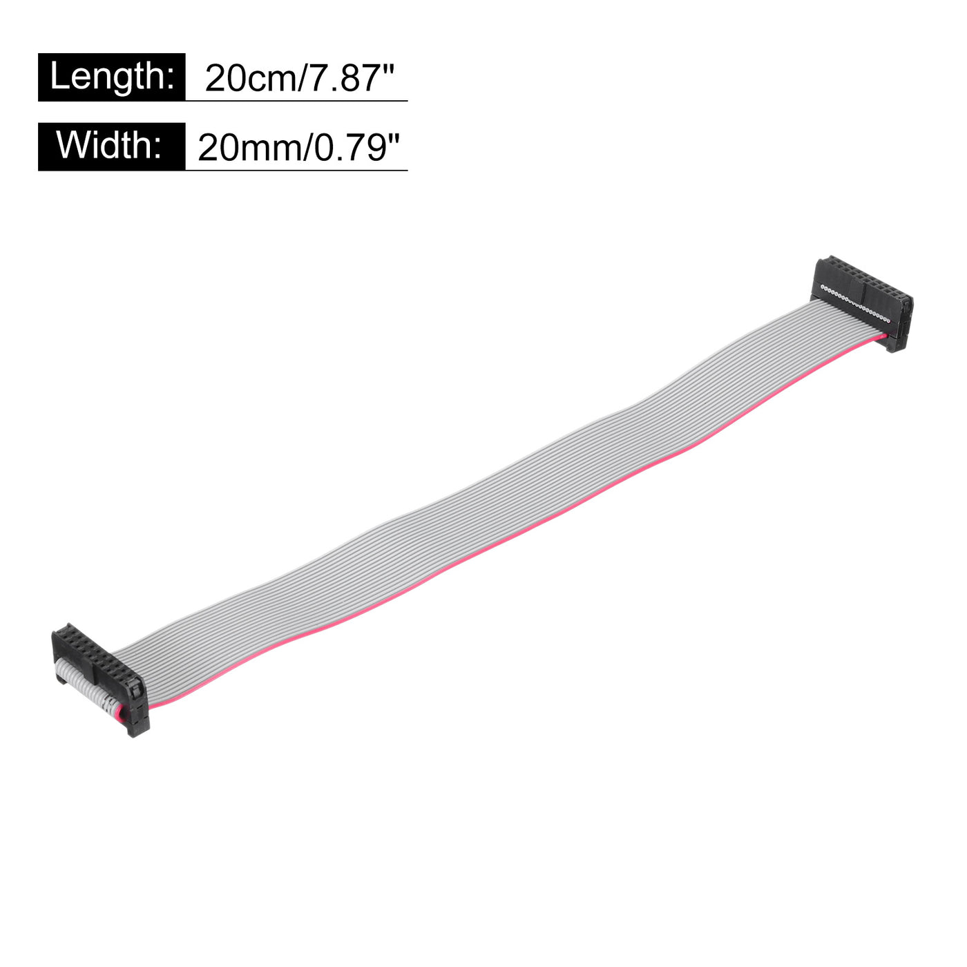 Harfington IDC 20Pin Flat Ribbon Cable, 2.0mm Pitch FC to FC Connector 20cm Length Grey Jumper Wire for Computer LED Display DVD, 5Pcs