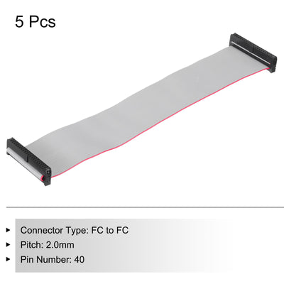 Harfington IDC 40Pin Flachbandkabel, 2,0 mm Pitch FC zu FC Stecker 20 cm Länge Grauer Jumperdraht für Computer LED Display DVD, 5 Stück