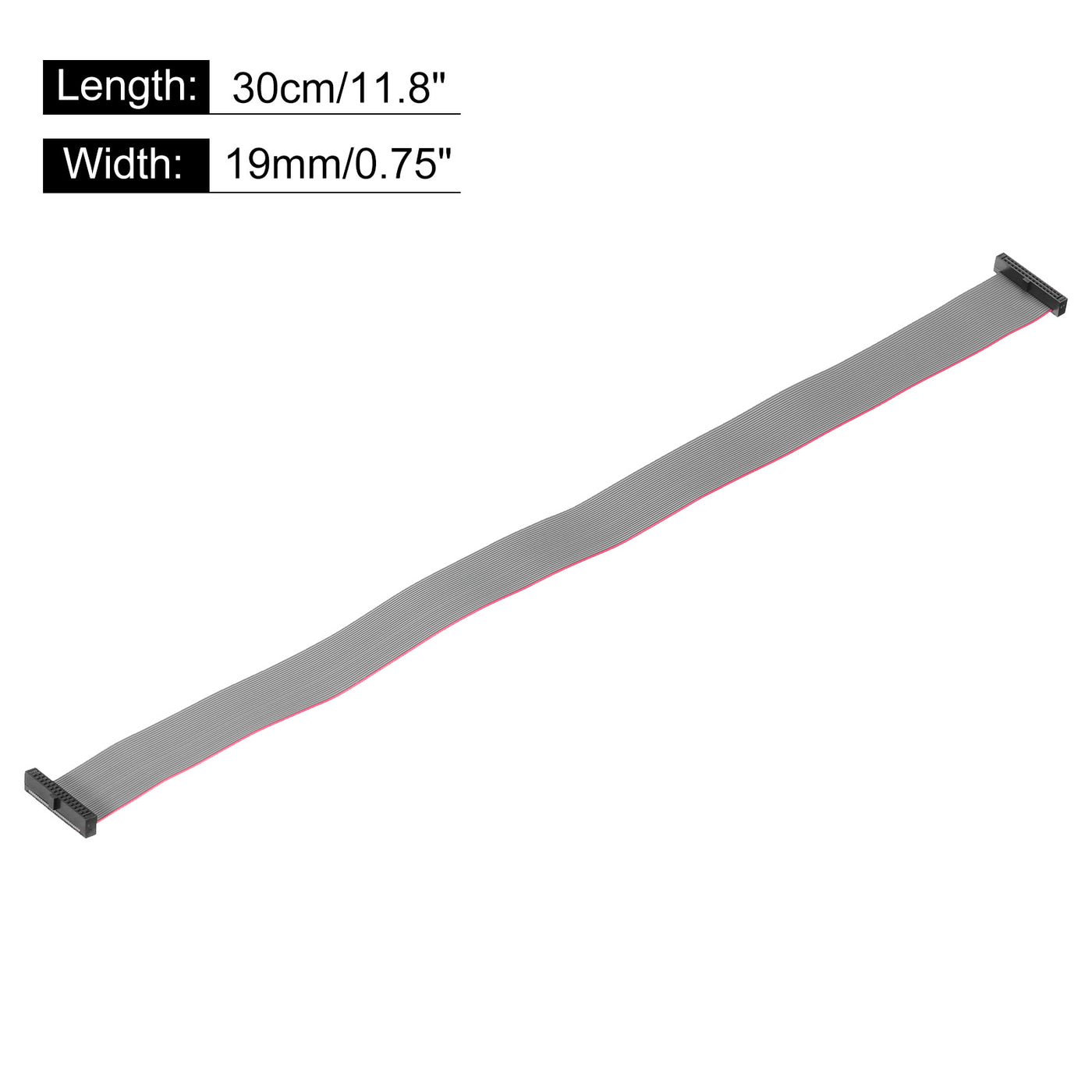 Harfington IDC 30Pin Flat Ribbon Cable, 1.27mm Pitch FC to FC Connector 30cm Length Grey Jumper Wire for Computer LED Display DVD, 2Pcs