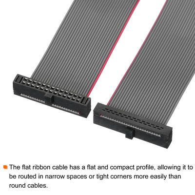 Harfington IDC 26Pin Flat Ribbon Cable, 1.27mm Pitch FC to FC Connector 20cm Length Grey Jumper Wire for Computer LED Display DVD, 2Pcs