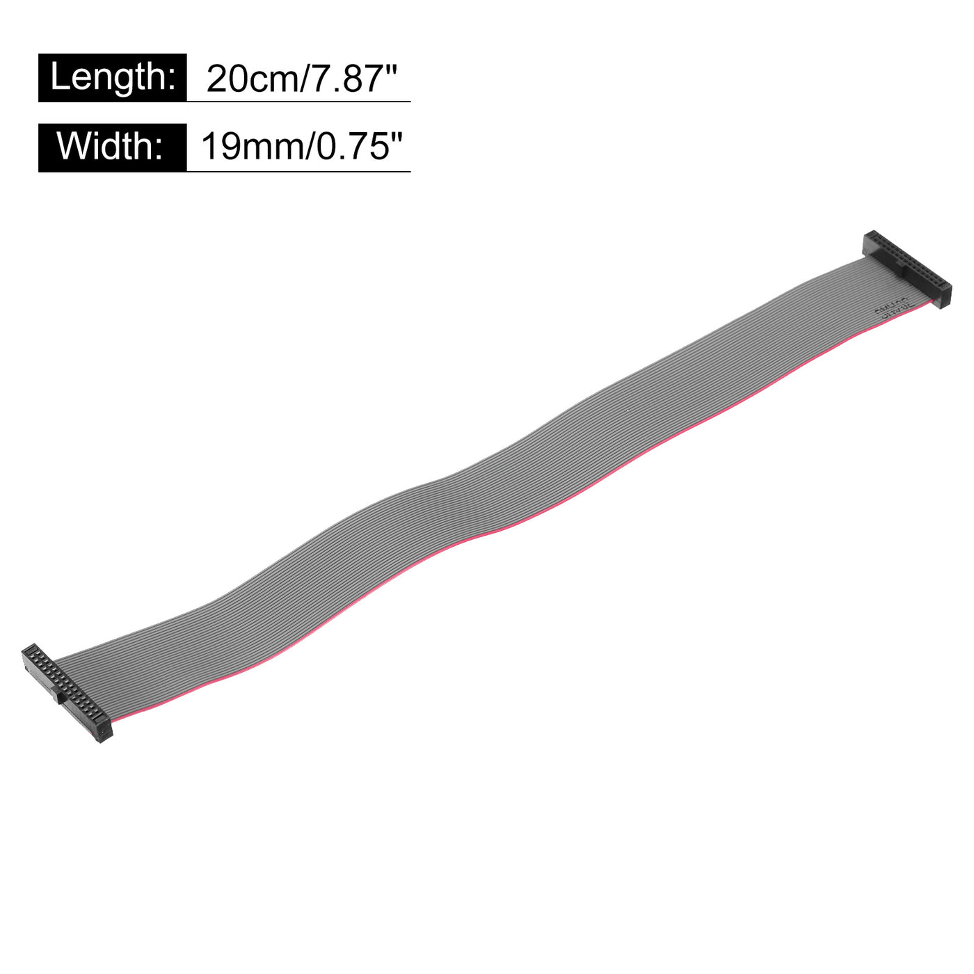 Harfington IDC 30Pin Flat Ribbon Cable, 1.27mm Pitch FC to FC Connector 20cm Length Grey Jumper Wire for Computer LED Display DVD, 2Pcs