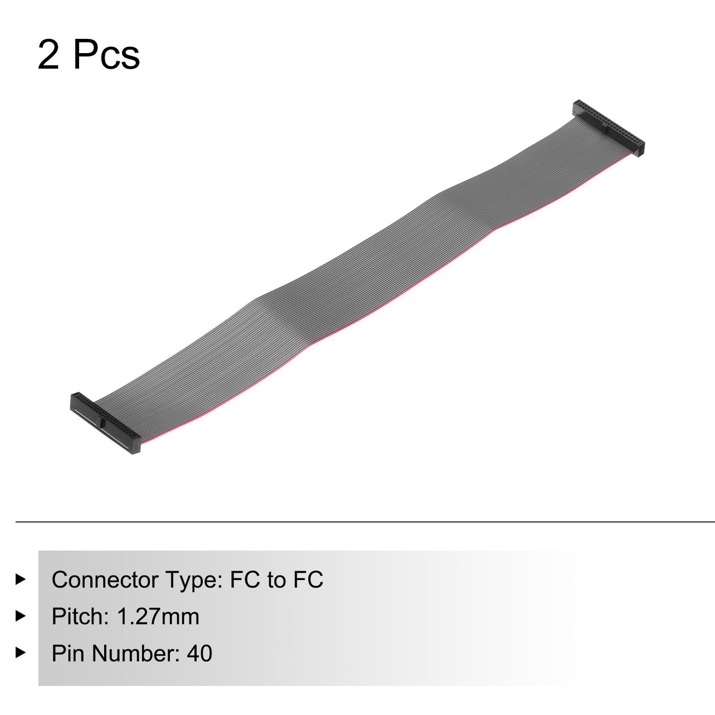 Harfington IDC 40Pin Flat Ribbon Cable, 1.27mm Pitch FC to FC Connector 20cm Length Grey Jumper Wire for Computer LED Display DVD, 2Pcs