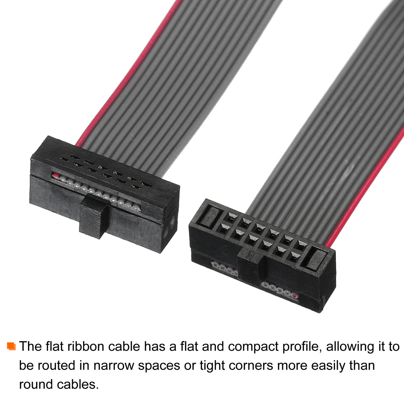 Harfington IDC 12Pin Flat Ribbon Cable, 1.27mm Pitch FC to FC Connector 10cm Length Grey Jumper Wire for Computer LED Display DVD, 2Pcs