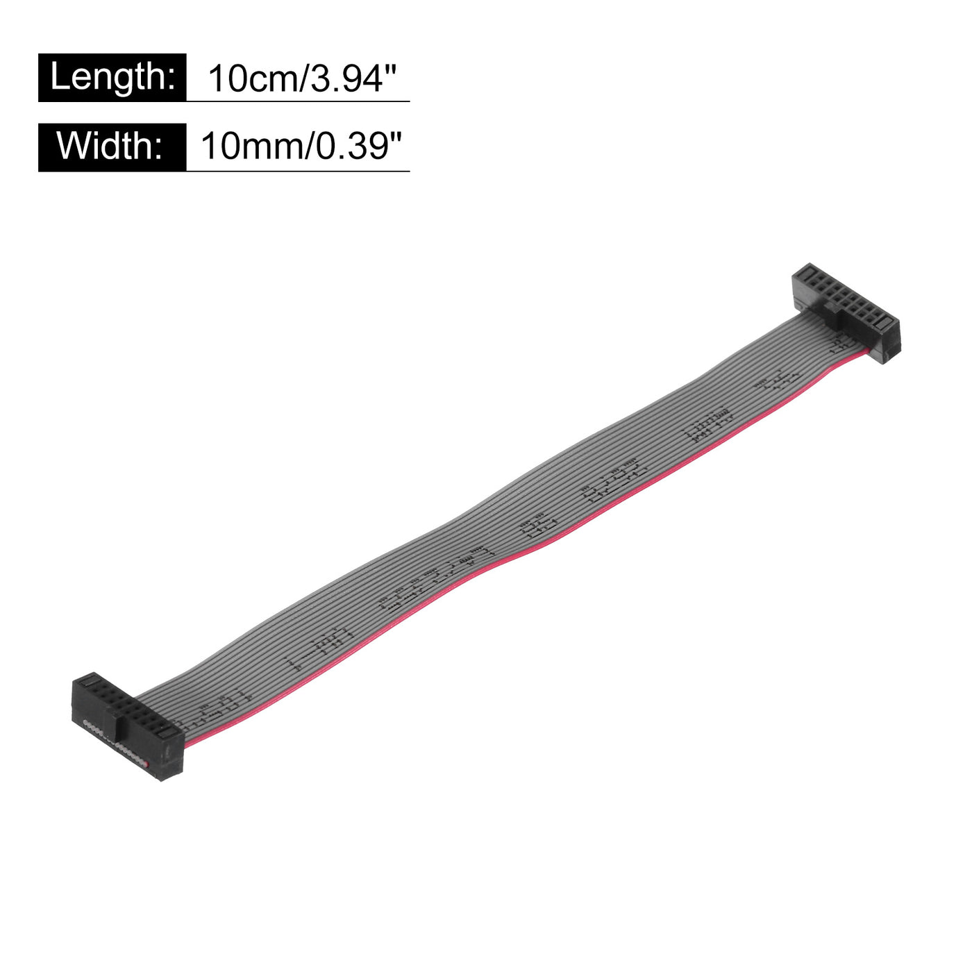 Harfington IDC 16Pin Flat Ribbon Cable, 1.27mm Pitch FC to FC Connector 10cm Length Grey Jumper Wire for Computer LED Display DVD, 2Pcs