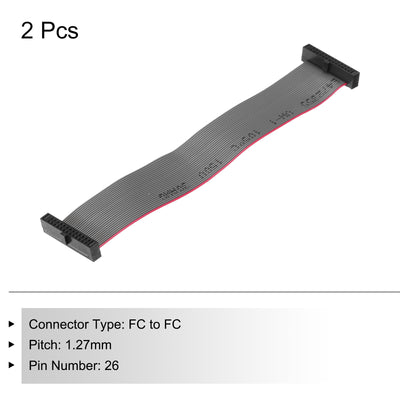 Harfington IDC 26Pin Flat Ribbon Cable, 1.27mm Pitch FC to FC Connector 10cm Length Grey Jumper Wire for Computer LED Display DVD, 2Pcs