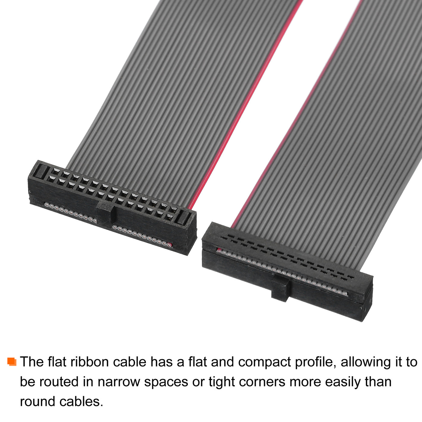 Harfington IDC 26Pin Flat Ribbon Cable, 1.27mm Pitch FC to FC Connector 10cm Length Grey Jumper Wire for Computer LED Display DVD, 2Pcs