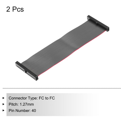 Harfington IDC 40Pin Flat Ribbon Cable, 1.27mm Pitch FC to FC Connector 10cm Length Grey Jumper Wire for Computer LED Display DVD, 2Pcs