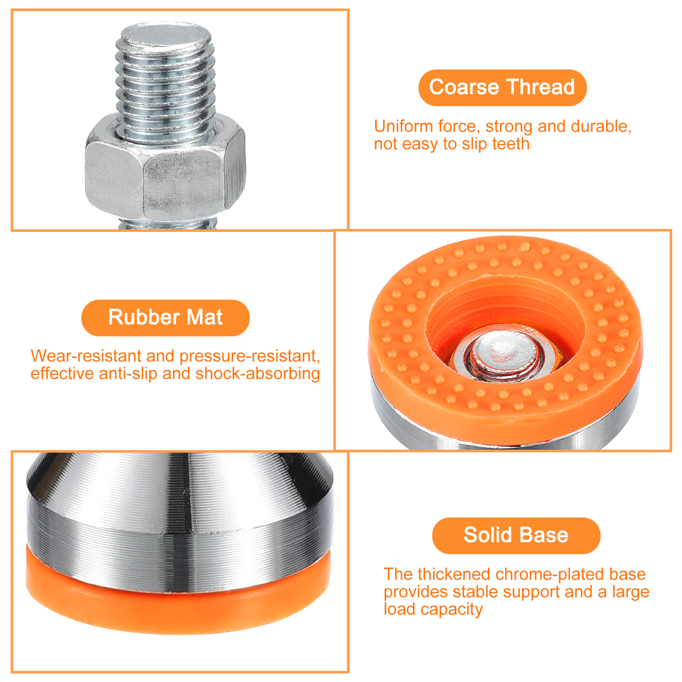 uxcell Uxcell Leveling Feet, 4Pcs M16x80x60mm - Carbon Steel Non-Skid Anti-shock Adjustable Table Feet, Leveling Screw Leg for Furniture Workshops Equipment