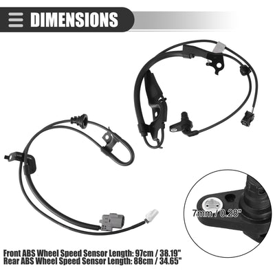 Harfington Front Rear Left Right ABS Wheel Speed Sensor, for Toyota Avalon 13-18, Plastic Metal, No.89542-06120/89543-06120/89516-06190/89516-06200, Black, 1 Set