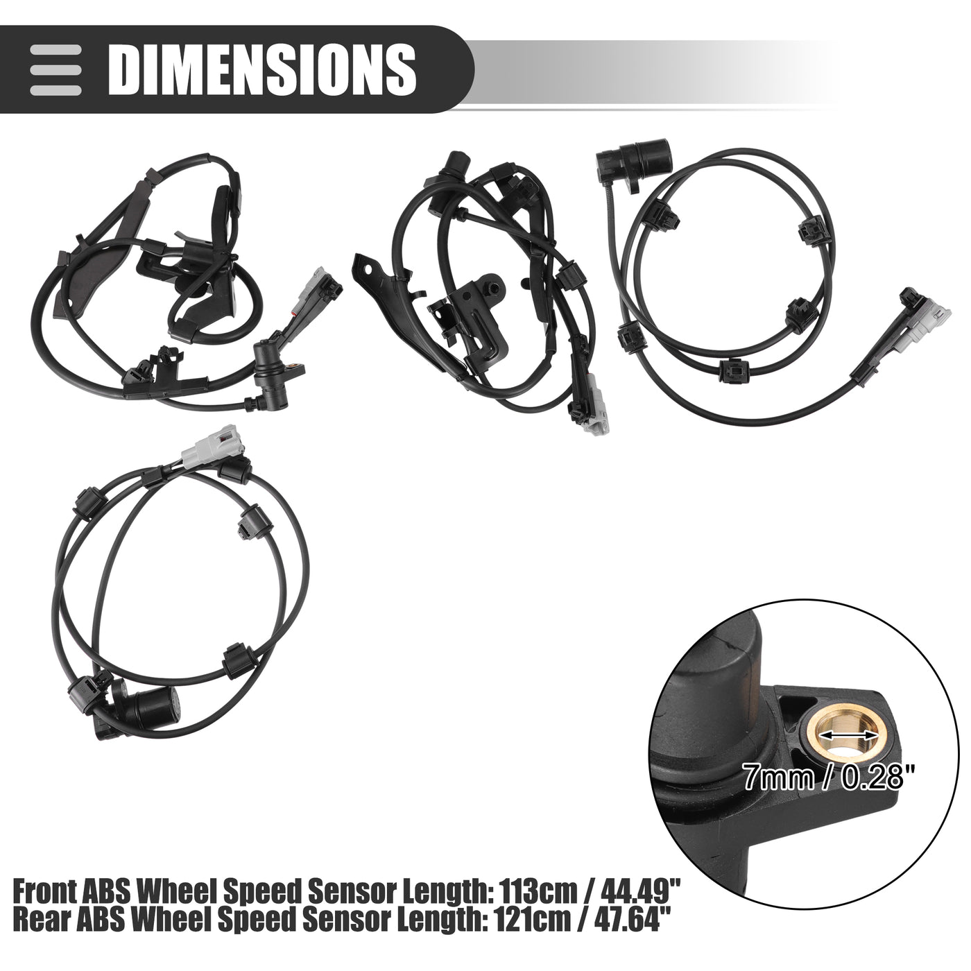 Motoforti Front Rear Left Right ABS Wheel Speed Sensor, ABS Sensor, for Toyota Sequoia 2001-2007, Plastic Metal, No.895420C010/895430C010, Black, 1 Set