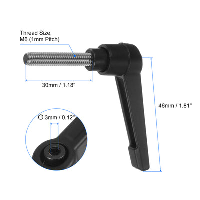 Harfington Uxcell 2pcs M6 x 30mm 304 Stainless Steel Thread Adjustable Clamping Lever Handle Knob