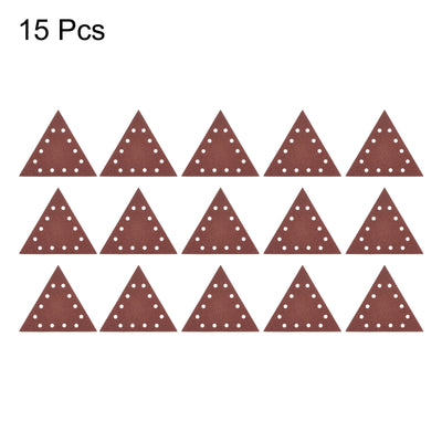 Harfington 15pcs Sandpapers 40 Grit 12 Holes Hook & Loop Triangular Sanding Pad