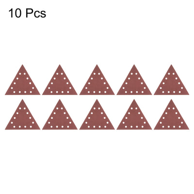 Harfington 10pcs Sandpapers 100 Grit 12 Holes Hook & Loop Triangular Sanding Pad