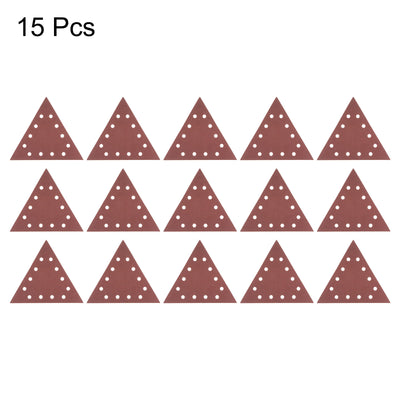 Harfington 15pcs Sandpapers 100 Grit 12 Holes Hook & Loop Triangular Sanding Pad