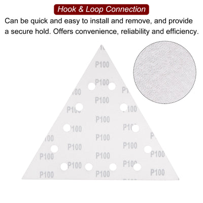 Harfington 15pcs Sandpapers 100 Grit 12 Holes Hook & Loop Triangular Sanding Pad