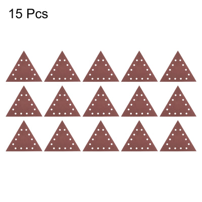 Harfington 15pcs Sandpapers 120 Grit 12 Holes Hook & Loop Triangular Sanding Pad