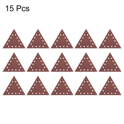 Harfington 15pcs Sandpapers 150 Grit 12 Holes Hook & Loop Triangular Sanding Pad