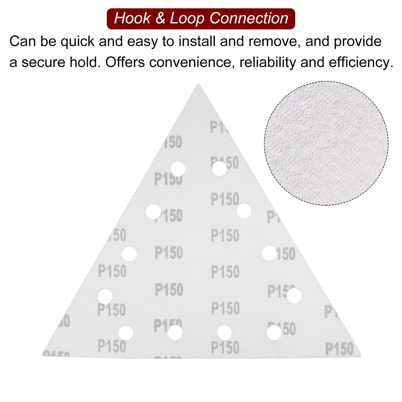 Harfington 15pcs Sandpapers 150 Grit 12 Holes Hook & Loop Triangular Sanding Pad