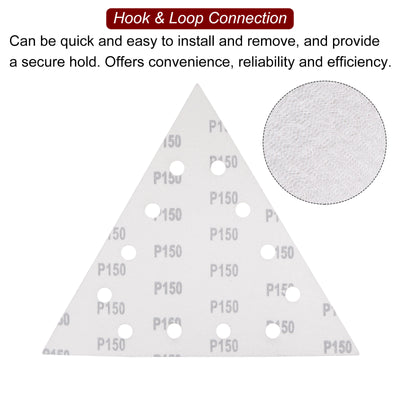 Harfington 15pcs Sandpapers 150 Grit 12 Holes Hook & Loop Triangular Sanding Pad