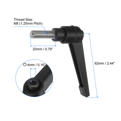 Harfington Uxcell 2pcs M8 x 20mm 304 Stainless Steel Thread Adjustable Clamping Lever Handle Knob