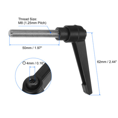 Harfington Uxcell 2pcs M8 x 50mm 304 Stainless Steel Thread Adjustable Clamping Lever Handle Knob