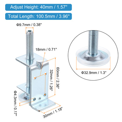 Harfington Uxcell Furniture Leveling Feet, 4Pcs - Adjustable Furniture Feet Levelers, 1.6" Adjustable Height Z Shaped Leveler Legs for Cabinet Table Wardrobe Work Bench