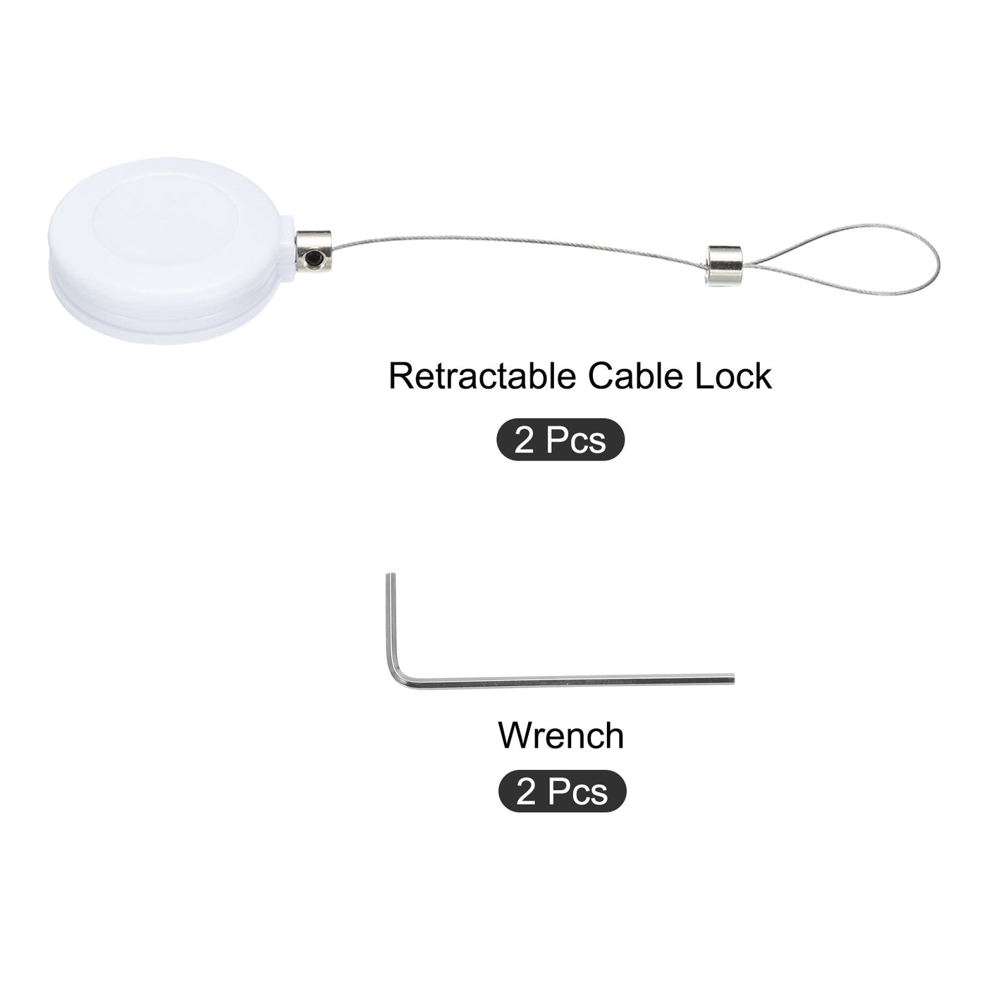 Harfington Ausziehbares Sicherheitskabelschloss, Fernbedienungssicherungsschloss, Fernbedienungs-Anti-Verlust-Seil Hardware-Kabelschloss 2er Set Weiß 35,43" Länge