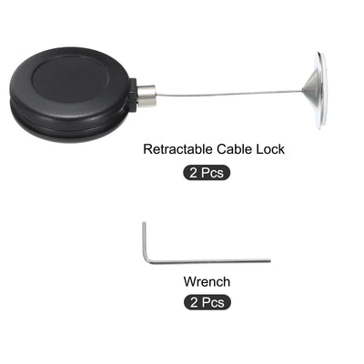 Harfington Retractable Remote Control Lock Round,for TV,Cable Lock 2Set Black 35.43"