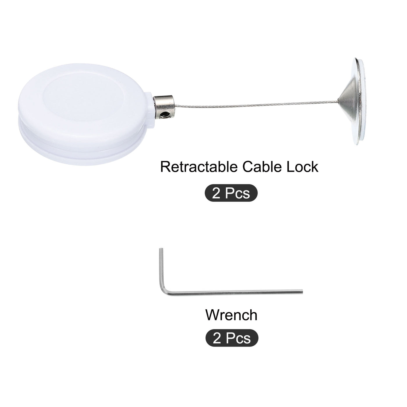 Harfington Retractable Remote Control Lock Round,for TV,Cable Lock 2Set White 35.43"