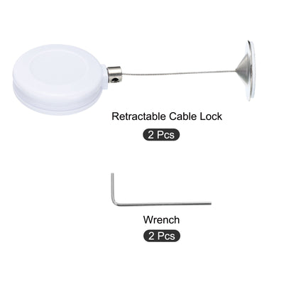 Harfington Retractable Remote Control Lock Round,for TV,Cable Lock 2Set White 35.43"