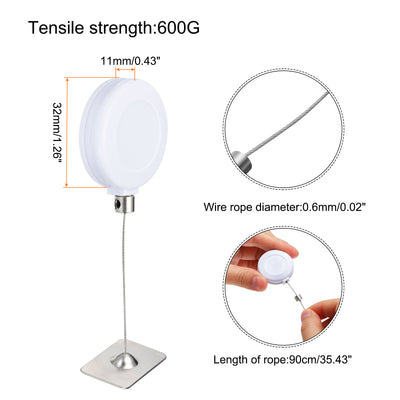 Harfington Retractable Remote Control Square Lock,for TV,DVD,Cable Lock 2Set White 35.43"