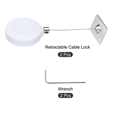 Harfington Retractable Remote Control Square Lock,for TV,DVD,Cable Lock 2Set White 35.43"