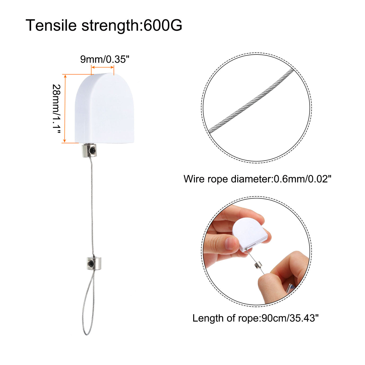 Harfington Retractable Remote Control Lock,for TV,DVD,Hardware Cable Lock 1Set White 35.43"