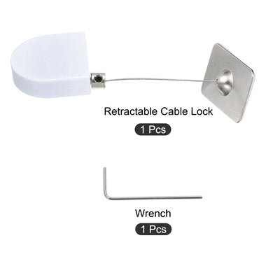Harfington Ausziehbares Sicherheitskabelschloss, rechteckiges Sicherheitsschloss für Fernbedienungen, Fernbedienungs-Anti-Verlust-Seil Tasse, Telefon, 1 Set, weiß, Länge 35,43 Zoll