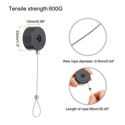 Harfington Retractable Remote Control Lock,for TV,DVD,Hardware Cable Lock 1Set Black 35.43"