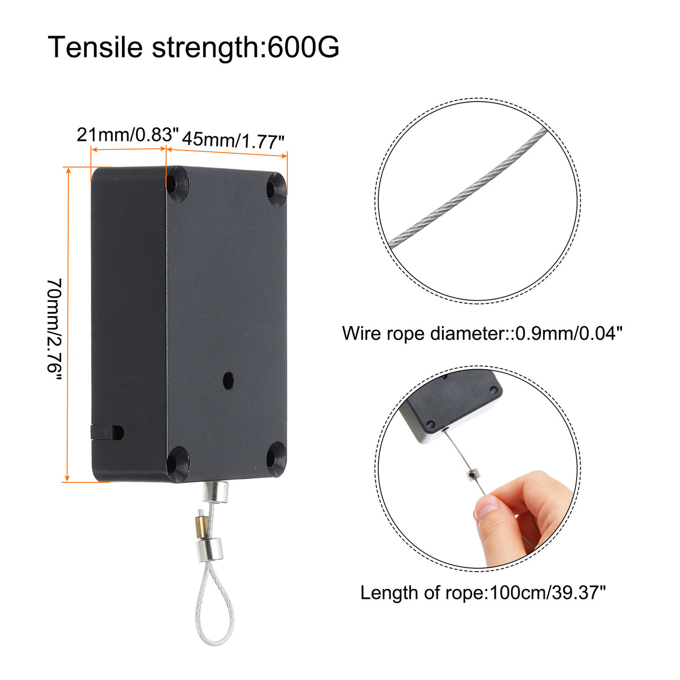 Harfington Retractable Remote Control Lock,for TV,DVD,Hardware Cable Lock 1Set Black 39.37"