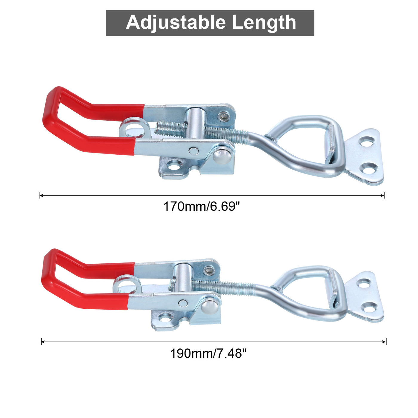 uxcell Uxcell 2Pcs 7.5 Inch Iron Adjustable Toggle Latch Clamp 661lbs Holding Capacity