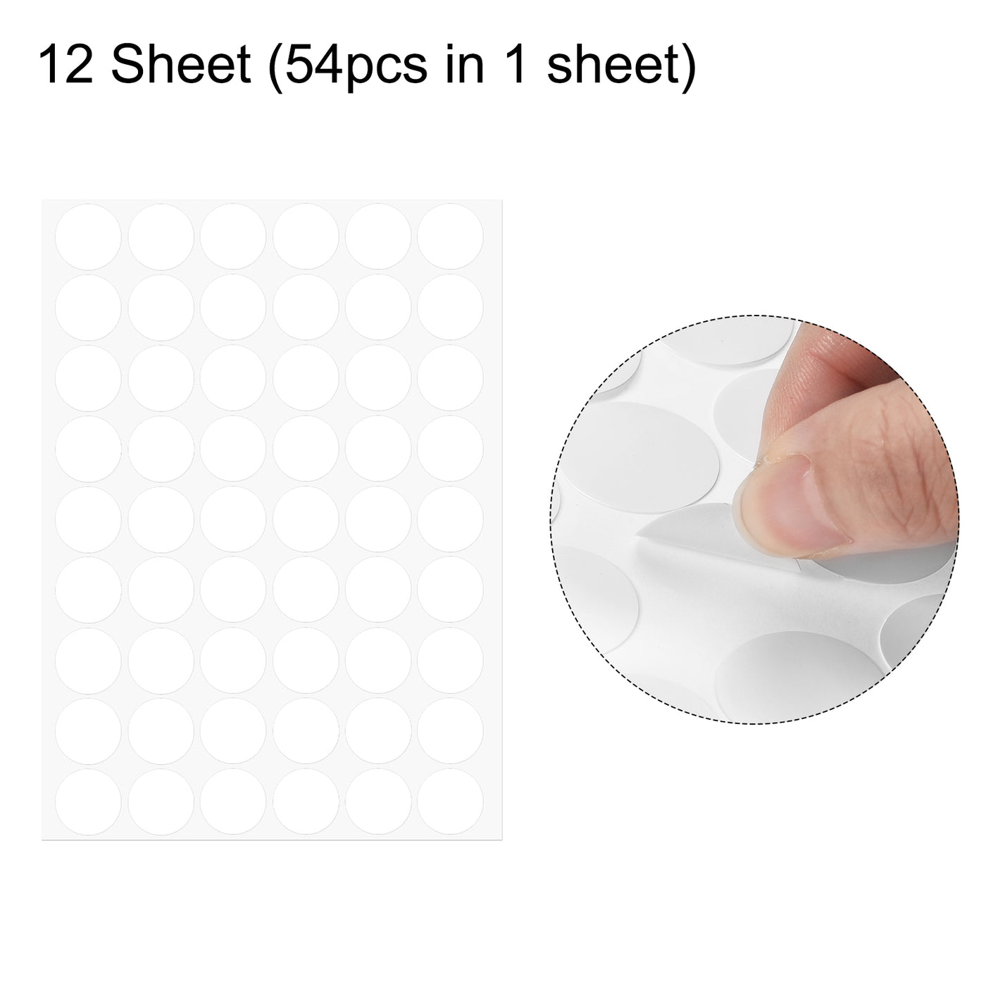 uxcell Uxcell 12 Sheet/648Pcs 21mm Dia PVC Self Adhesive Screw Hole Cover Stickers, White