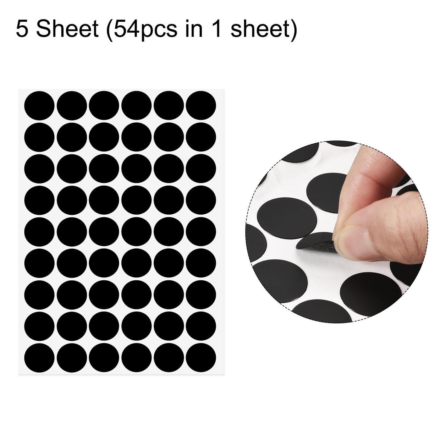 uxcell Uxcell 5 Sheet/270Pcs 21mm Dia PVC Self Adhesive Screw Hole Cover Stickers, Black