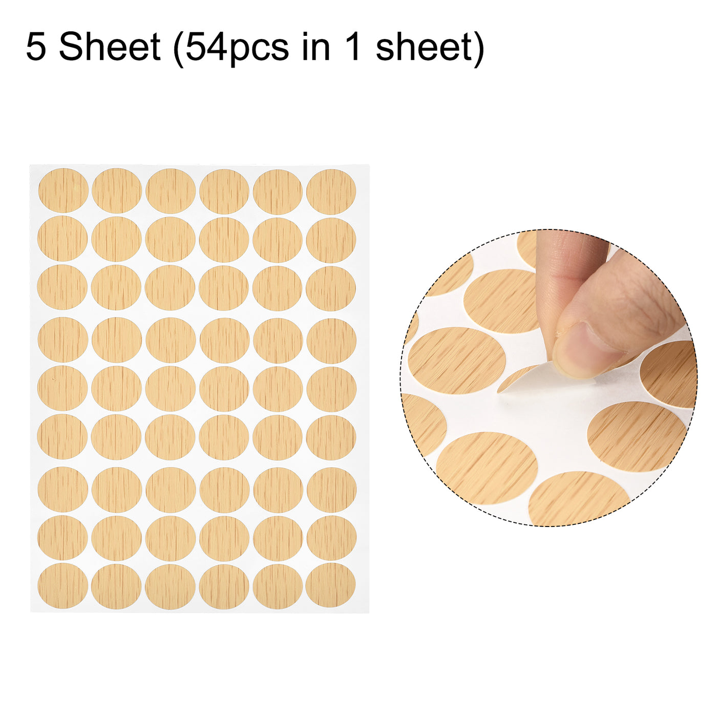 uxcell Uxcell 5 Sheet/270Pcs 21mm Dia PVC Self Adhesive Screw Hole Cover Stickers, Khaki