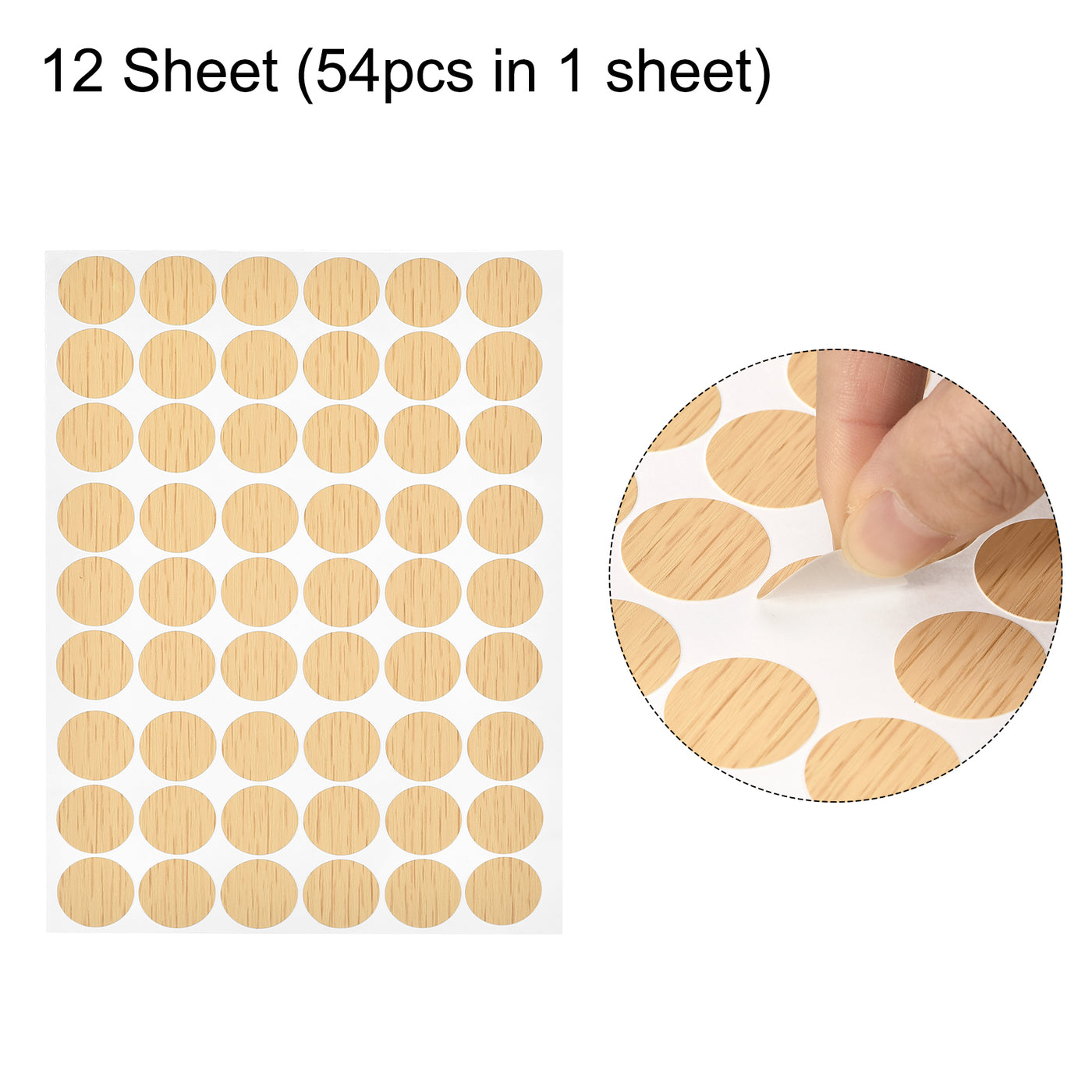 uxcell Uxcell 12 Sheet/648Pcs 21mm Dia PVC Self Adhesive Screw Hole Cover Stickers, Khaki