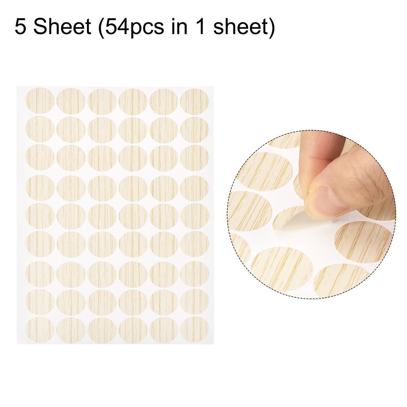 uxcell Uxcell 5 Sheet/270Pcs 21mm Dia PVC Self Adhesive Screw Hole Cover Stickers, Light Khaki