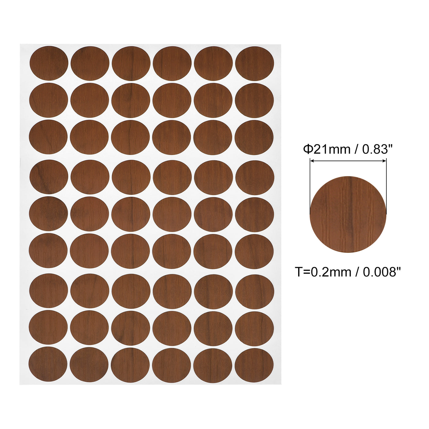 uxcell Uxcell 12 Sheet/648Pcs 21mm Dia PVC Self Adhesive Screw Hole Cover Stickers, Brown