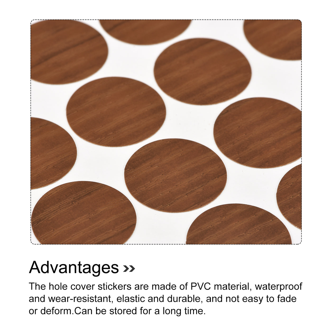 uxcell Uxcell 12 Sheet/648Pcs 21mm Dia PVC Self Adhesive Screw Hole Cover Stickers, Brown