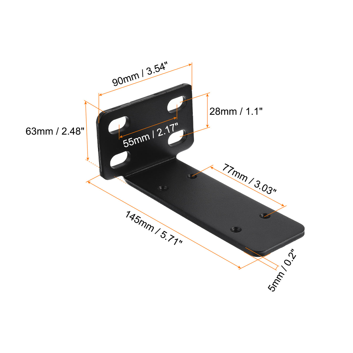 uxcell Uxcell Regalhalterungen, 2 Stück 63 x 145 mm - Regalhalterungen aus kaltgewalztem Stahl mit Schrauben, industrielle L-Halterungen für Holzregale Tischbank (Schwarz)