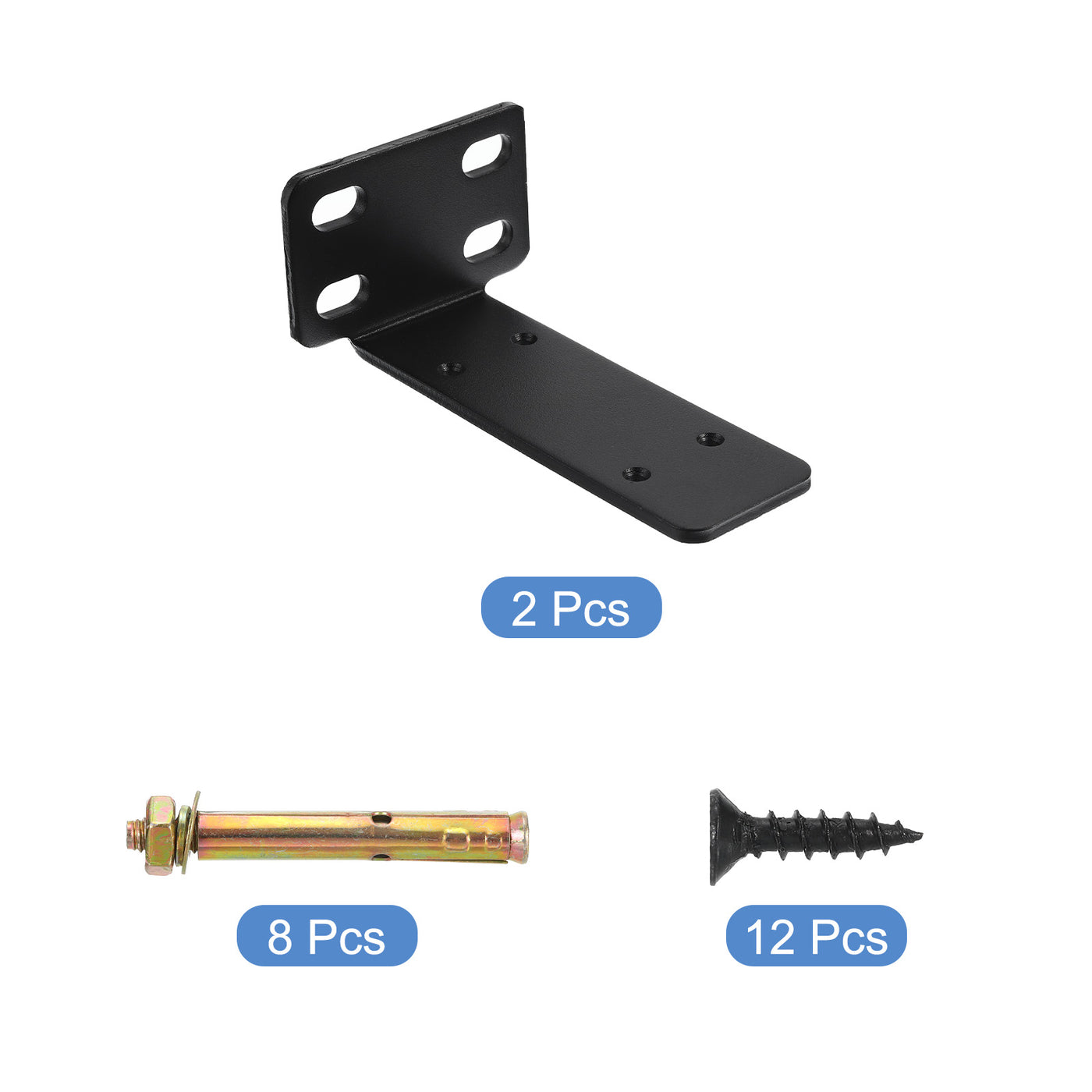 uxcell Uxcell Regalhalterungen, 2 Stück 63 x 145 mm - Regalhalterungen aus kaltgewalztem Stahl mit Schrauben, industrielle L-Halterungen für Holzregale Tischbank (Schwarz)