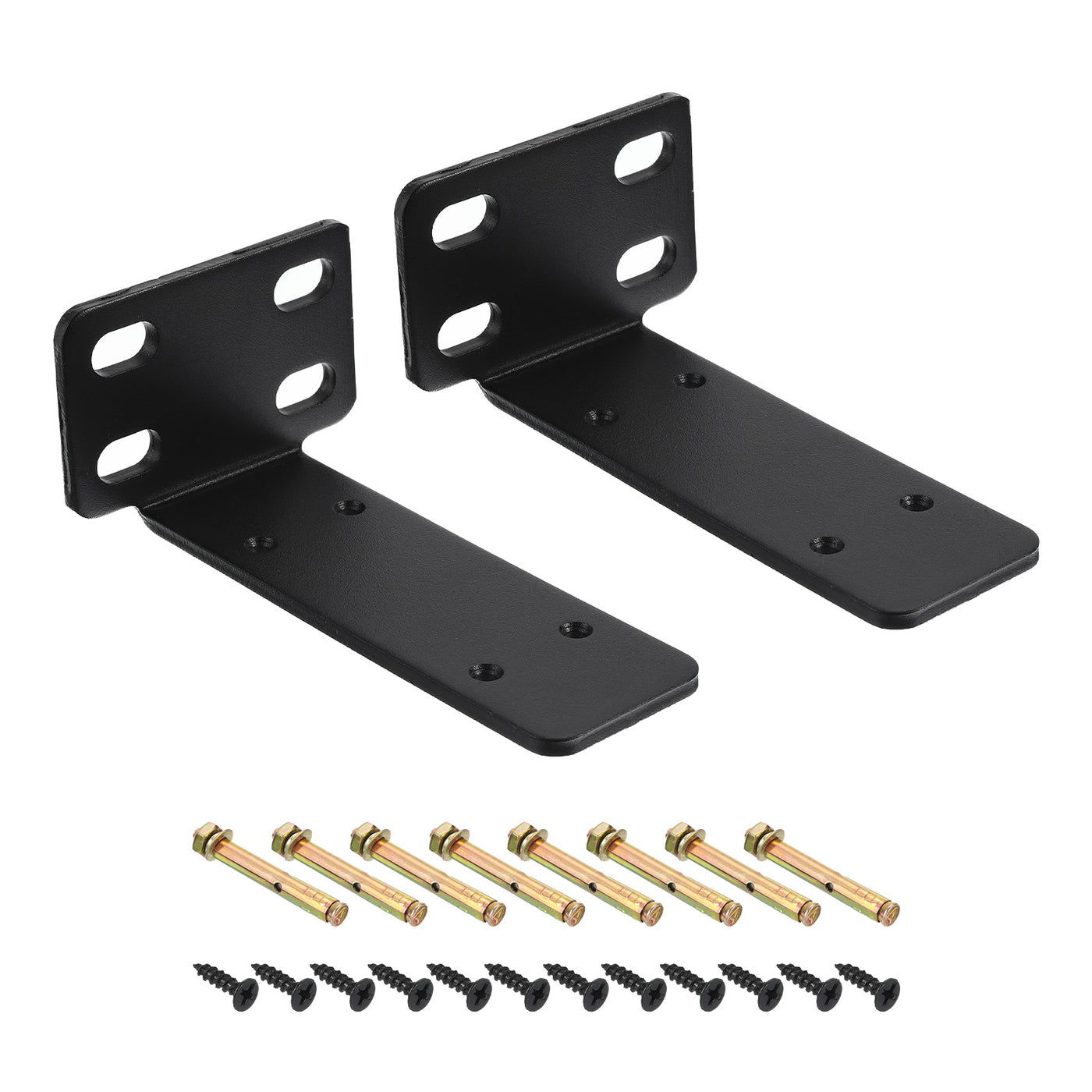 uxcell Uxcell Regalhalterungen, 2 Stück 63 x 145 mm - Regalhalterungen aus kaltgewalztem Stahl mit Schrauben, industrielle L-Halterungen für Holzregale Tischbank (Schwarz)