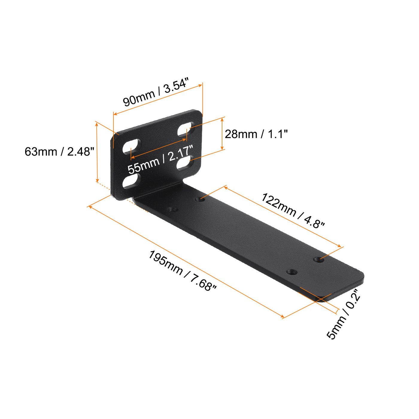 uxcell Uxcell Regalhalterungen, 2 Stück 63 x 195 mm - Regalhalterungen aus kaltgewalztem Stahl mit Schrauben, industrielle L-Halterungen für Holzregale Tischbank (Schwarz)